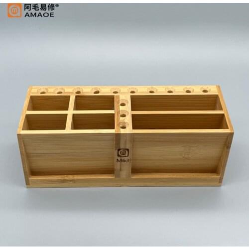 Amaoe Wooden Storage Rack M63 Screwdriver Holder Tweezers Reballing Stencilmobile Phone Repair Tools Holder