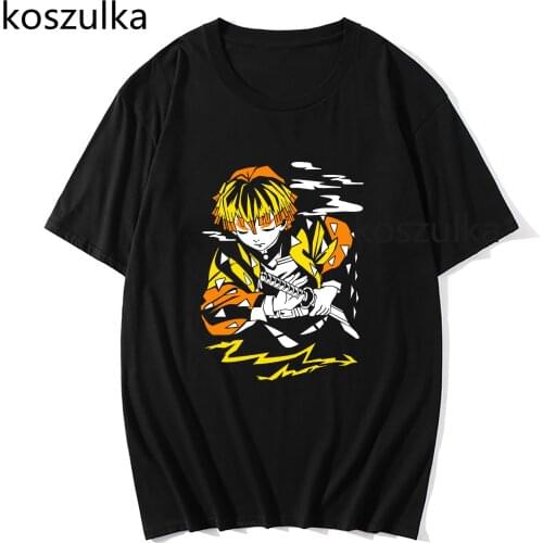 Kimetsu No Yaiba T Shirt Men Kawaii Graphic Casual Cotton Tees Male Cool Zenitsu Agatsuma Tshirt Unisex Demon Slayer T-Shirt
