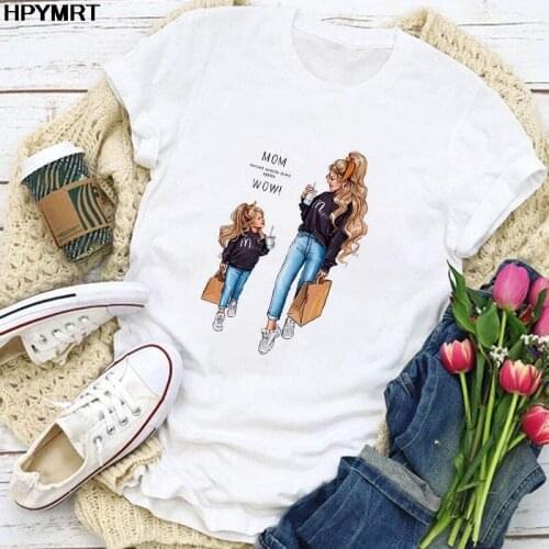 T-shirts Top for Women Cartoon Mama Girls Spring Summer Mom Love Clothing Printed Lady Graphic T Shirt Ladies Female Tee T-Shirt