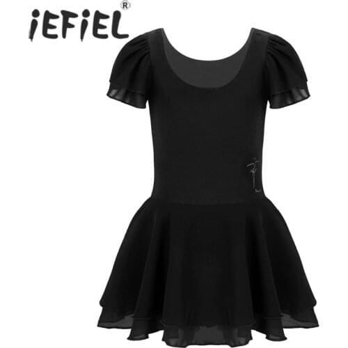 IEFiEL 6 Color Girls Ballet Dance Costume Short Sleeve Kids Ballet Tutu Dress Formal Dancer Gymnastics Leotard Costume Dancewear