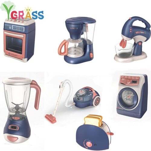 Girls Pretend Play Toys Mini Washing Machine Vacuum Cleaner Electric Home Appliance Kids Small Furniture Toy Children Games