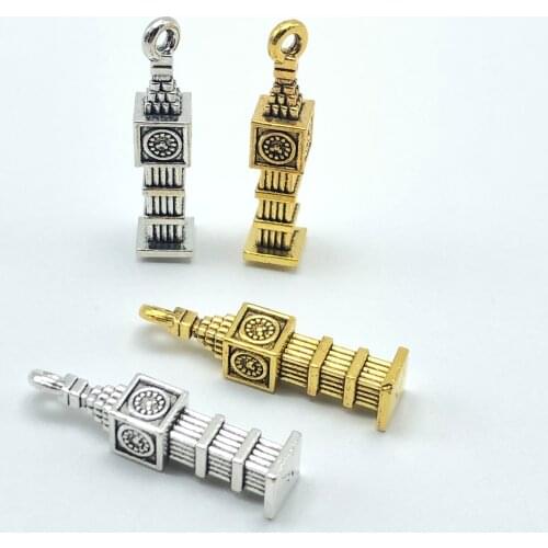 JunKang Vintage British Big Ben Pendant handmade diy making bracelet necklace accessories jewelry wholesale 6*27mm