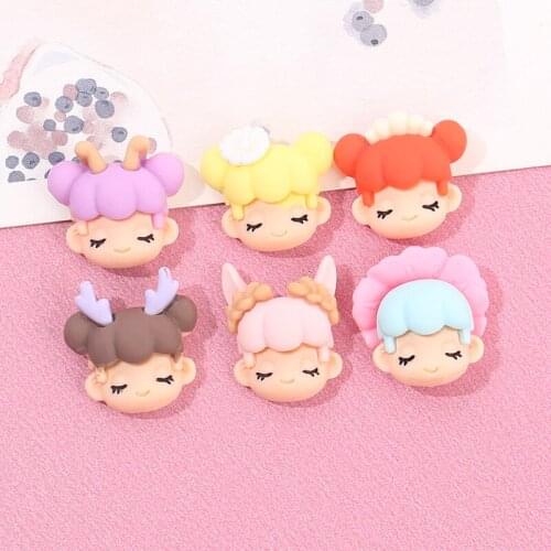 15Pcs/lot Kawaii Girl Flatback Resin Cabochon for Hai Bows Center Accessories DIY Embellishments Scrapbooking Decoration Crafts