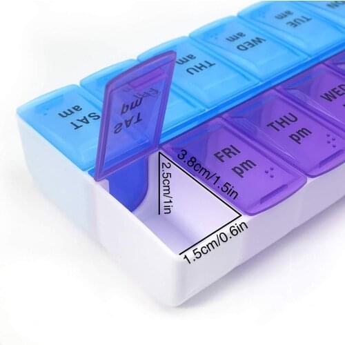 14/7 Grids 7 Days Weekly Pill Case Medicine Tablet Dispenser Organizer Pill Box Splitters Pill Storage Organizer Container