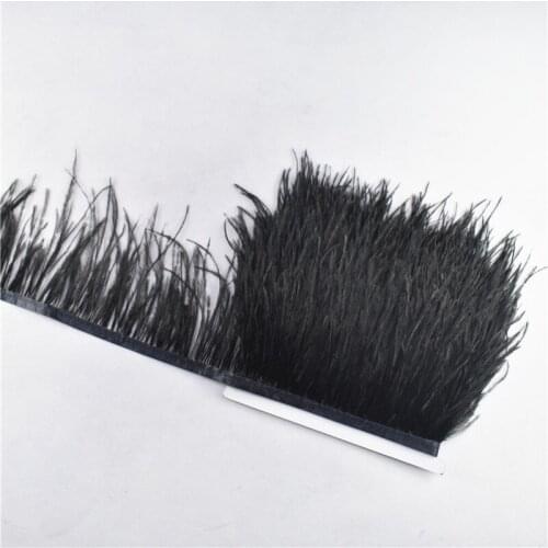 Beautiful1meter Black ostrich feather Trimming height 8-10cm feathers ribbon for DIY wedding party decoration carfts Accessories