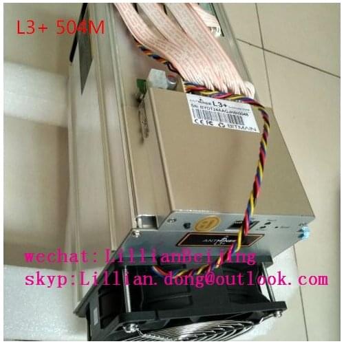 Used Bitmain Antminer L3+ 504M of Litecoin LTC Miner scrypt asic with PSU power supply