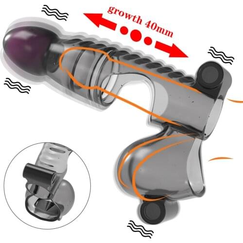 Penis Enlargement Sleeve Penis Vibrating Condom Reusable Condoms Sex Toy For Men Strap-on Delay Ejaculation Adult Sex Products