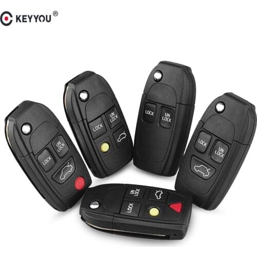 KEYYOU Modified Flip Folding Smart Remote Car Key Shell Fob Case For Volvo S40 S60 S70 S80 V40 V70 XC90 XC70 2 3 4 5 Buttons