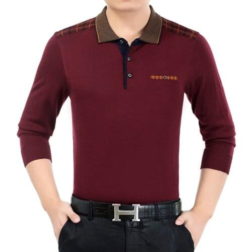 Mens autumn turn-down collar casual knit clothes shirt male long sleeve striped sweater pullovers free shipping