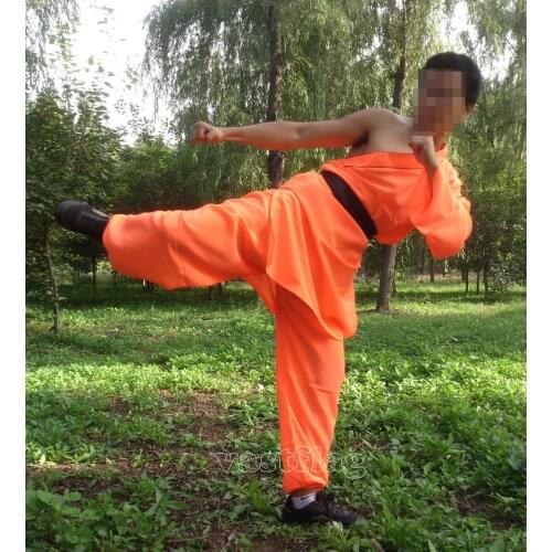 3colors orange/yellow/white male martial arts tai chi clothing sets wu shu uniforms kung fu suits wing chun clothes