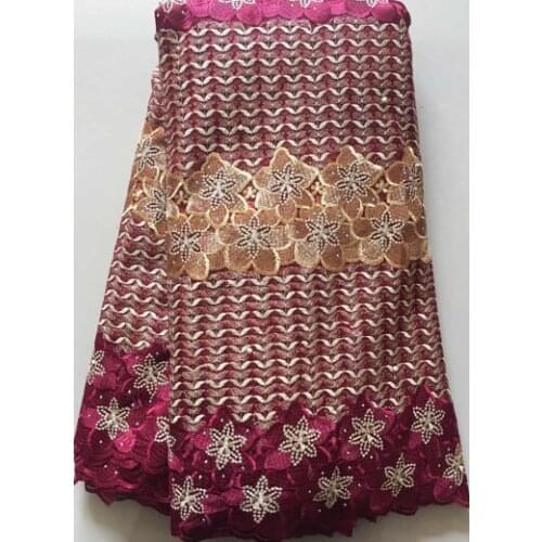 2019 Latest French Nigerian Laces Fabrics High Quality Tulle African Laces Fabric Wedding African French Tulle Lace ELL3096 WINE