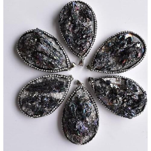 Wholesale 6pcs/lot fashion good quality natural crystal water drop shape pendants for jewelry Accessories making free shipping