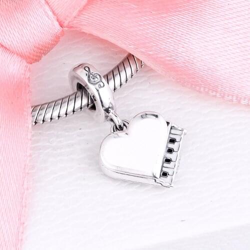 Charms fits for Bracelets Necklaces 100% 925 Sterling Silver Jewelry Grand Piano Heart Dangle Beads Free Shipping