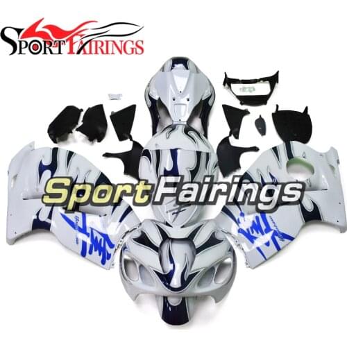 Full Fairing Kit For Suzuki GSXR1300 Hayabusa 97 - 07 1997 1998 2005 2006 2007 ABS Injection Motorcycle White With Black Flames