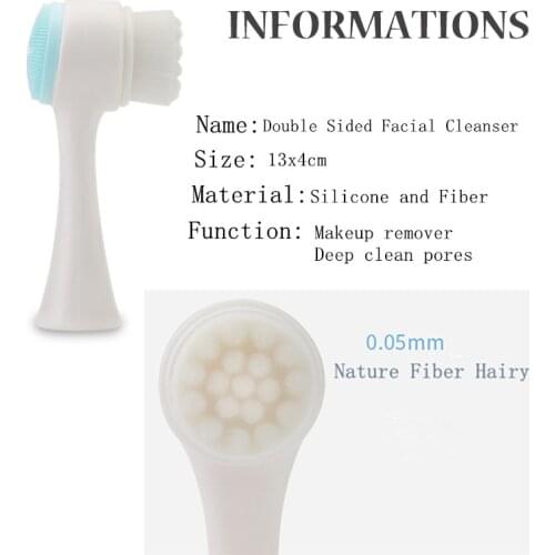 Portable Double Side Silicone Skin CareTool Facial Cleanser Wash Brush Blackhead Removal Face Cleaning Massage Face Wash Product