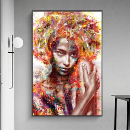Portrait Of African Art Woman Canvas Paintings On the Wall Art Posters And Prints Abstract Graffiti Art Pictures Home Decoration