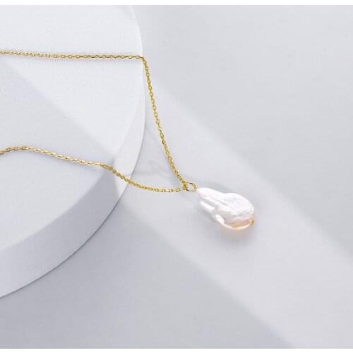 Romantic 925 Sterling Silver Chain Necklace Exquisite Natural Baroque Pearl Pendant Clavicle Necklace for Women Fashion Jewelry