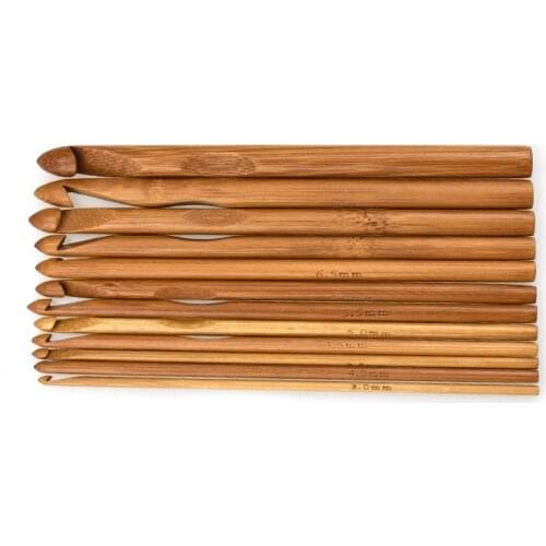 12Pcs Carbonized Bamboo Crochet Hooks Needles Knitting Tools 3-10mmCrochet for Knitting Needles Weave Sewing Needles Tool