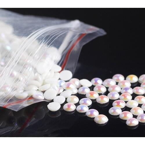 Rhinestones for Clothes Trim AB White Color Rhinestones Ceramic Beads Pearl Glue on Decoration on Nail Dress Crafts Applique F