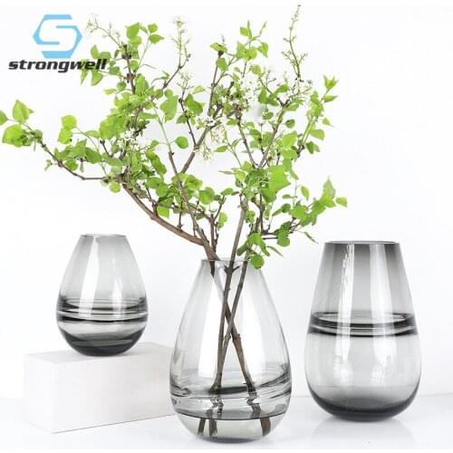 Strongwell Nordic Colorful Glass Vase Thick Glass Cup Dragon Egg Shaped Flower Vases Home Decoration Accessories Living Room