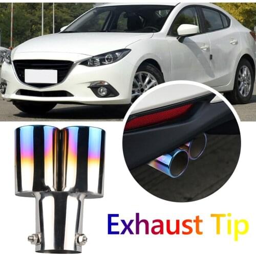 Blue Car Exhaust Nozzle Burnt Piping Stainless Steel Double Outlet Auto Muffler Outdoor Resistance Repair Parts