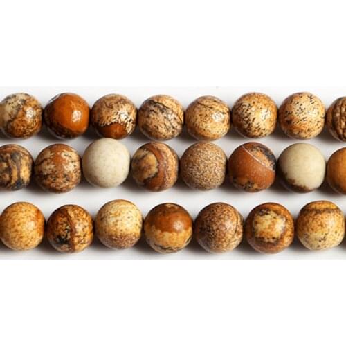 High Quality Natural Picture Jaspers Stone 4/6/8/10/12mm Round Necklace Bracelet Jewelry DIY Gems Loose Beads 38cm wk108