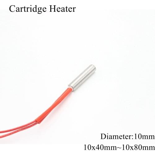 10x40mm 10x50mm 10x60mm 10x80mm 12V 24V 110V 220V 10mm Ceramic Cartridge Heater Tube Pipe Heating 3D Printer 50W 100W 150W 200W