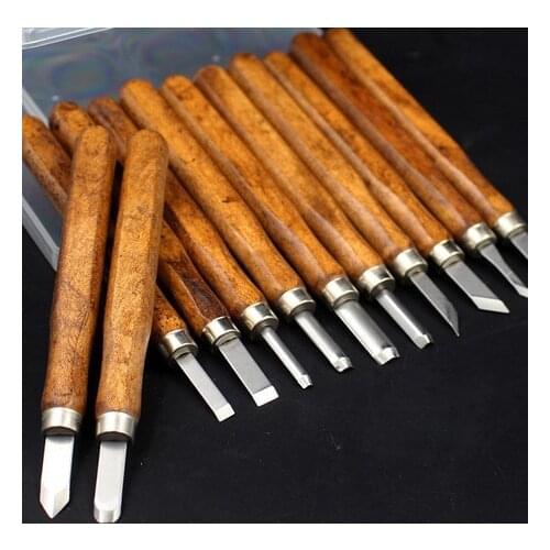 12pcs Professional Wood Carving Chisel Knife Hand Tool Set For Basic Detailed Carving Woodworkers Gouges Multi Purpose DIY