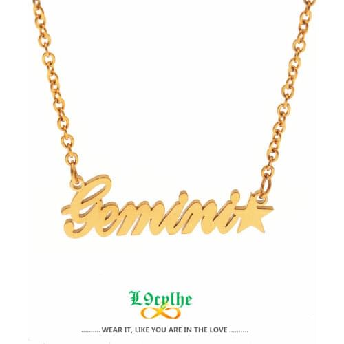 12 Sign /Set A lot Constellation Necklace Zodiac Letter Necklaces Star Charm Choker Gold Chain Stainless Steel Jewelry Women Men