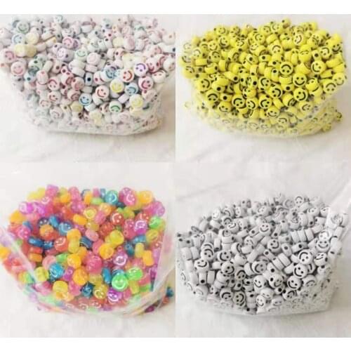 1600pieces/bag 10mm diy acrylic round Smile face double faced spacer beads.for jewelry making bracelet necklace accessories2021