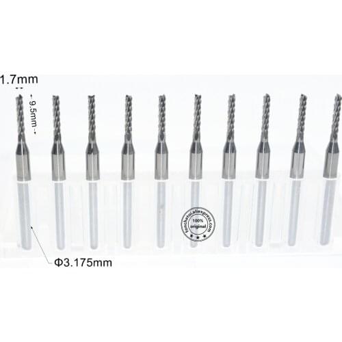 3.175mm(1/8'')*1.7mm,10pcs,Free shipping micro PCB Corn Milling Cutter,Solid carbide CNC Drill Bit,wood tool,plastic,MDF,copper