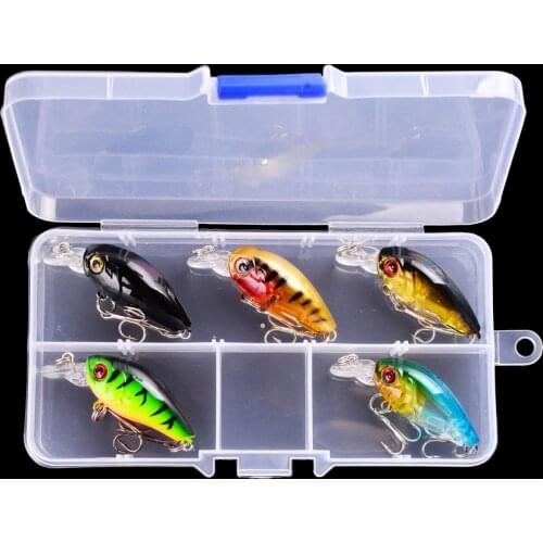 5pcs/lot Mini Wobbler Pike Fishing Lure Set 4.5cm 3.5g Crankbaits Minnow Lure Hard Artificial Bait with Fishing Tackle Box
