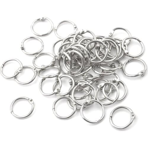 50Pcs/set Metal Loose Leaf Ring Staple Book Binder 20mm Outer Diameter Loose Leaf Ring Keychain Circlip Rings