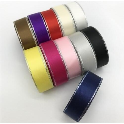 5yards 5/8'' (15mm) Silver Metallic Edge Satin Ribbon Hair Bow Party Christmas Wedding Decoration DIY Sewing Craft