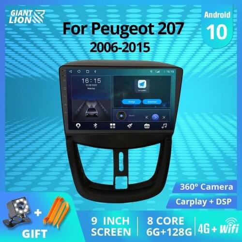 2DIN Android 10.0 Car Radio For Peugeot 207 2006-2015 Stereo Receiver GPS Navigation Auto Radio DSP Car Radio With Screen IGO