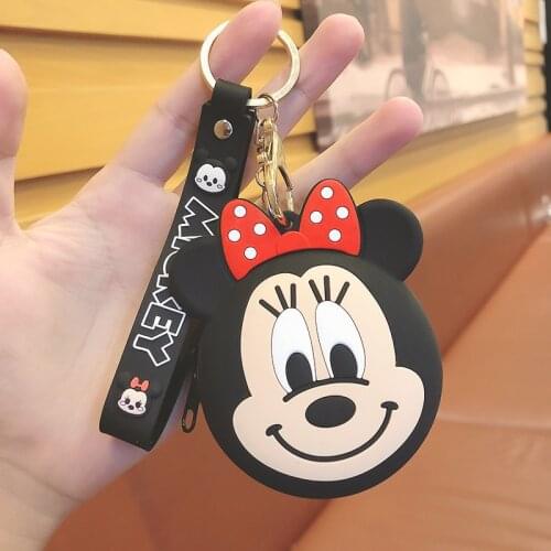 5 Colour Mickey Minne Keychains Cartoon Silicone Change Purse Key Chain for Student Kids Gift Small Storage Bag Pendant
