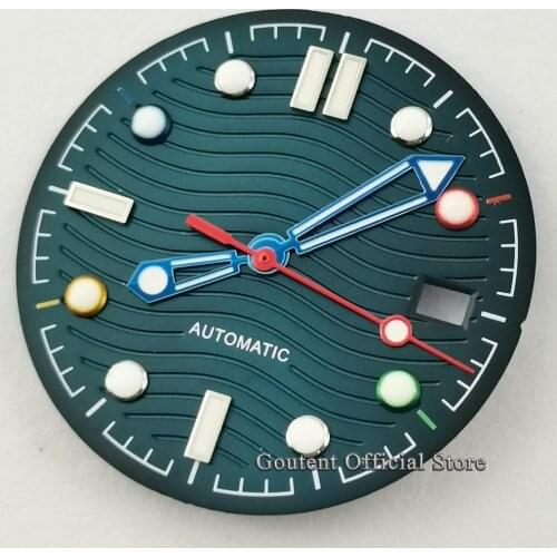 Goutent 31mm Blue Watch Dial With Hands Green Luminous Fit NH35 Movement Watch Accessories