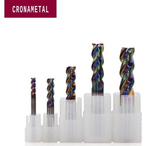 CRONAMETAL Carbide Milling Cutter 3 flutes U Shape Square End Mill for Aluminum/Cooper DLC Coating