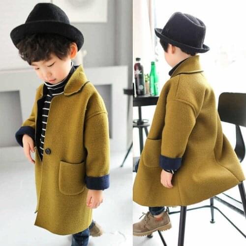 Childrens Clothing Winter New Boy Woolen Coats Outerwear 2018 Autumn and Winter Models Korean Girls Winter Jackets Coats