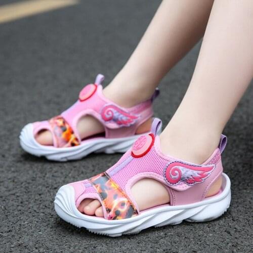 Girls Sandals Summer Casual Children Sandals Girl Angel Wings Princess Shoes Soft Sole Comfortable Kids Beach Shoes Size 26-37