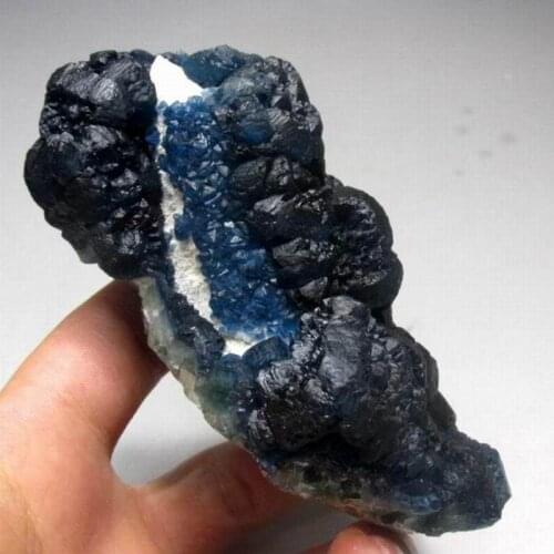 241g Blue Fluorite on Milch/Smoky Quarz Point - crystals and stones healing Mineral specimen Home Decor feng shui decoration