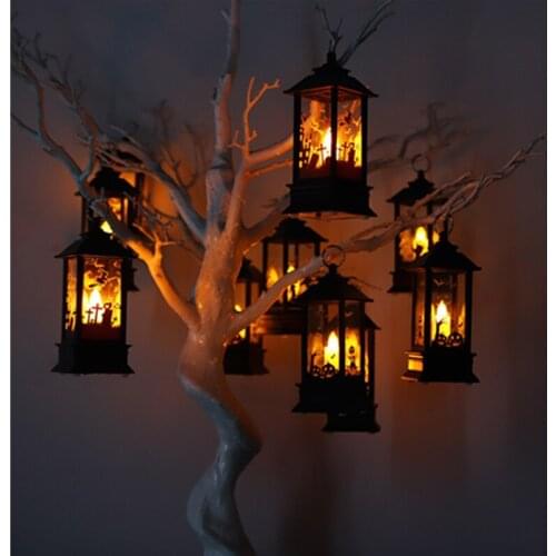 Halloween Lantern LED Wind Lights Pumpkin Witch Skull Electronic Candle Light Halloween Home Party Decoration Prop No Battery
