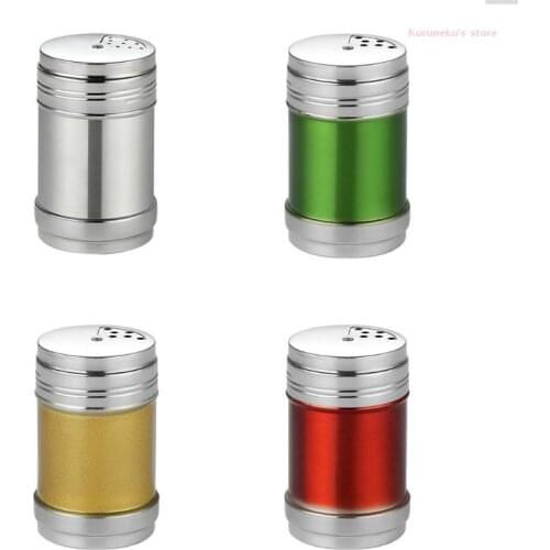 HX6D Round Spice Shaker Jars Stainless Steel Condiment Seasoning Jar with Cover Spice