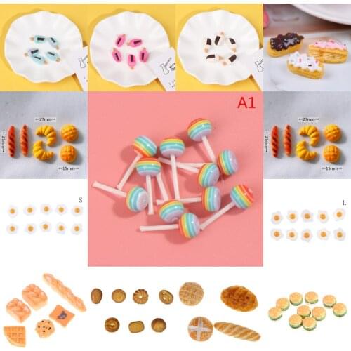 3/4/5/6/7/10/20pcs Artificial Bakery Mini Food Candy, Bread, Cookies Ornament 1/6 1/12 Miniature Doll House Kitchen Accessories