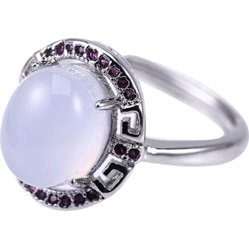 Natural Blue Chalcedony Ring Quartz Crystal Agate Ring Reiki Editation Healing Crystal Stone Charm Woman Jewelry Wedding Gifts