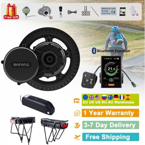 BAFANG 48V 750W BBS02B Mid Drive Motor Electric Bike Conversion Kit with Lock 12Ah 17.5Ah Bicycle Battery in Samsung Cell