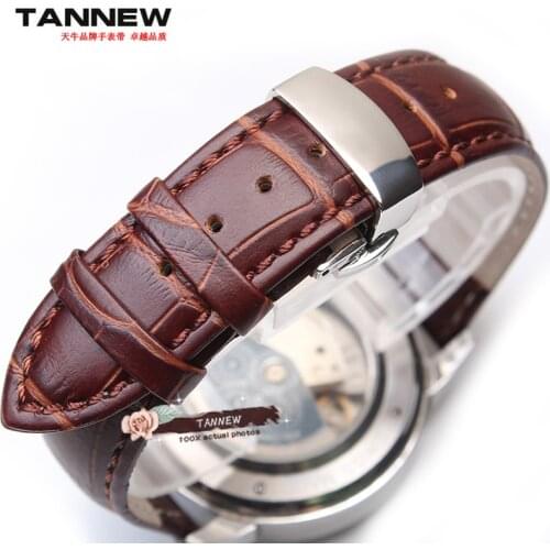Brown leather strap watch strap 24mm 26mm 28mm with stainless steel butterfly clasp free shipping