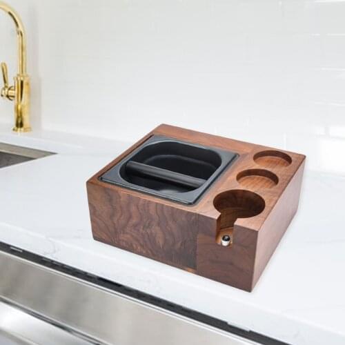 Espresso Tampering Mat Tamper Holder Walnut Wood Coffee Tamper Support for Home and Cafe