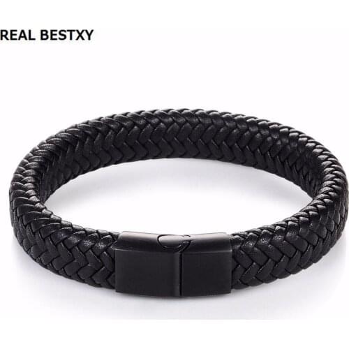 REAL BESTXY Leather Bracelet Men Jewelry Bangle Leather Bracelets For Women Love Vintage Bracelets & Bangles