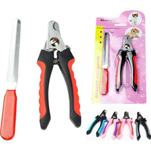 1 set Dog Cat Puppy Pet Nail Toe Clipper Grooming Claw Cutter Trimmer Scissors with File Pet Supply Random Color